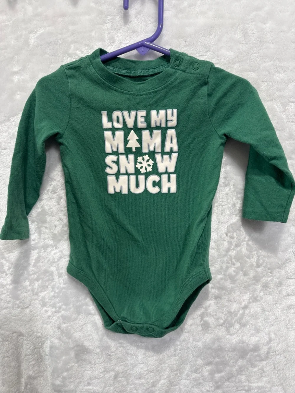 Lot of 2 Christmas print baby bodysuit green Santa’s unisex size 12 M
